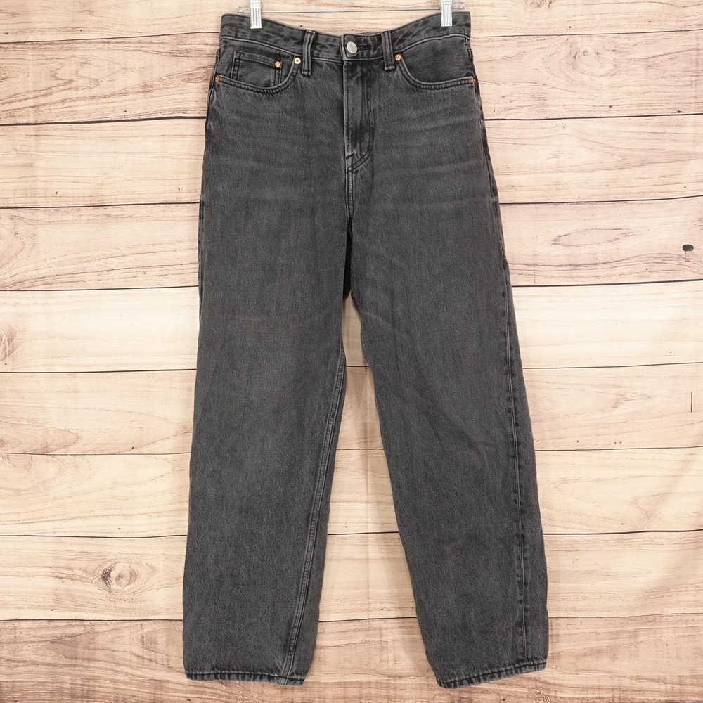 H&M Jeans Mens 29x32 Gray Charcoal Wash Loose Relaxed Straight Denim